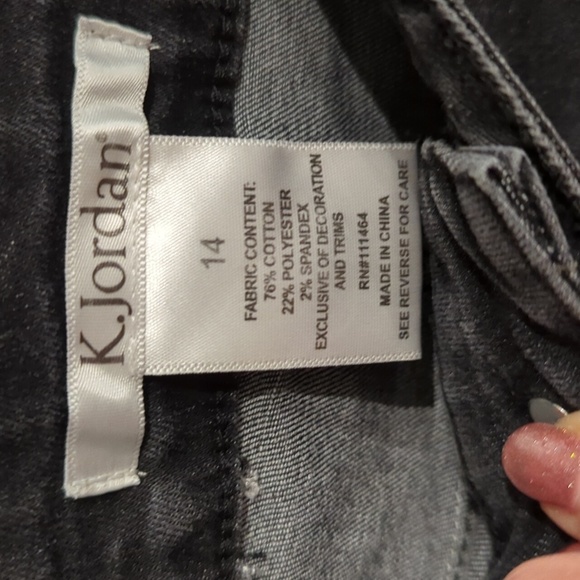 K.Jordan Black Washed Jeans Embellished Bling Size 14 - Picture 10 of 13